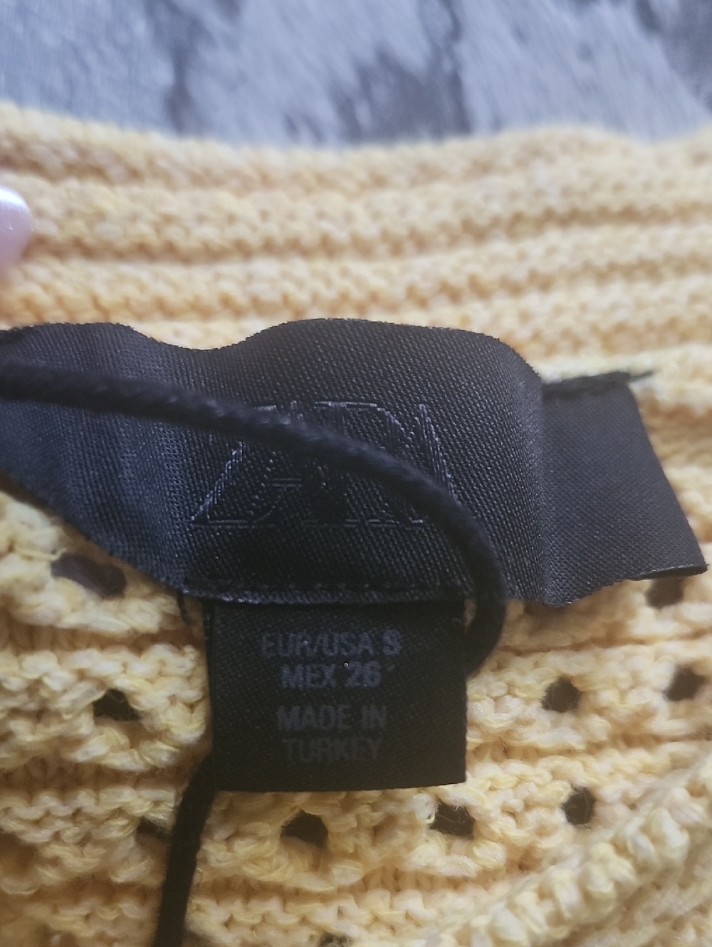Zara Open Knit Top With Fringe Yellow SzS - Picture 4 of 6